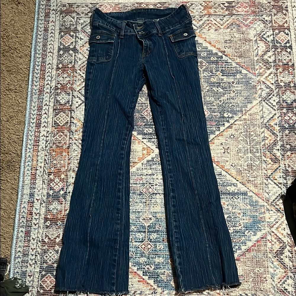 Brandy Melville Blue Flare Wide Leg Jeans